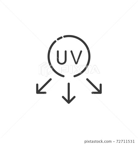 Ultraviolet rays sun thin line icon. Isolated weather vector illustration Ultraviolet rays sun thin line icon. Isolated weather vector illustration 72711531