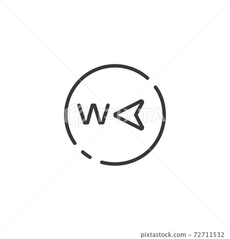 West direction thin line icon. Isolated weather vector illustration West direction thin line icon. Isolated weather vector illustration 72711532
