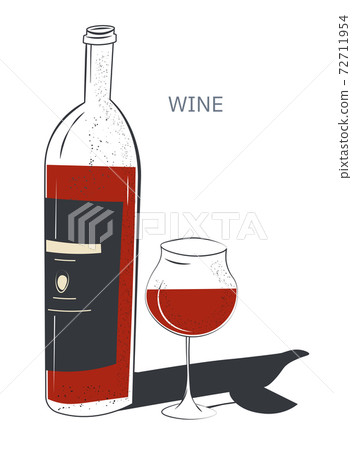 Red wine bottle and glass, tasting shop or bar Red wine bottle and glass, tasting shop or bar 72711954