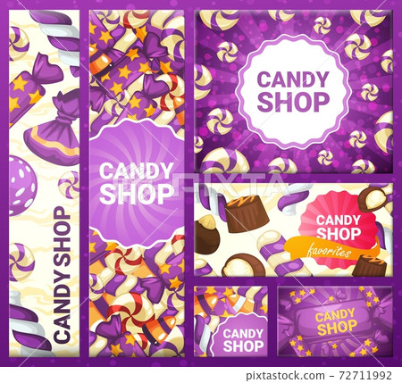 Trendy banner with the inscription candy shop 72711992