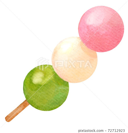 Illustration of three-color dumplings in watercolor Illustration of three-color dumplings in watercolor 72712923
