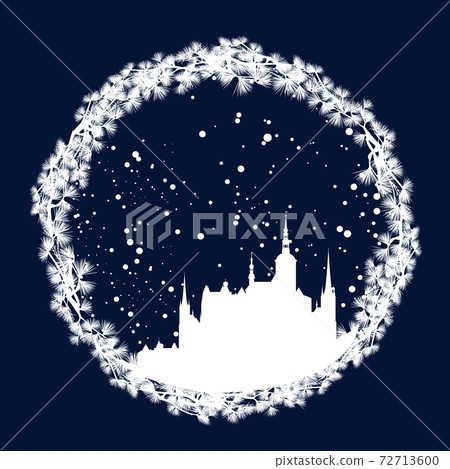 winter fairy tale castle vector silhouette postcard design 72713600