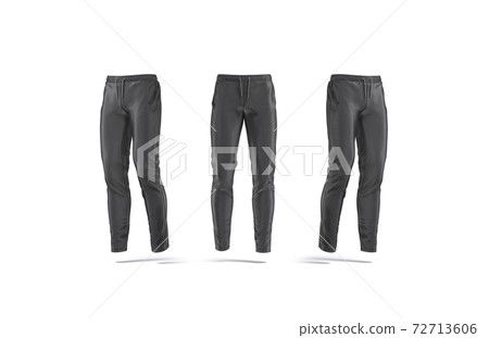 Blank black sport pants mock up, front and side view 72713606
