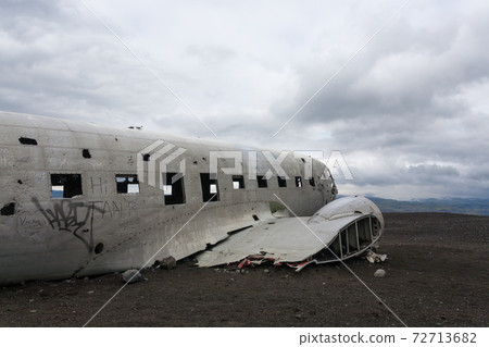 Solheimasandur plane wreck view. South Iceland landmark 72713682