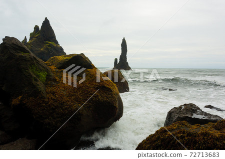 Reynisfjara lava beach view, south Iceland landscape 72713683