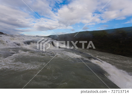 Gullfoss falls in summer season view, Iceland 72713714