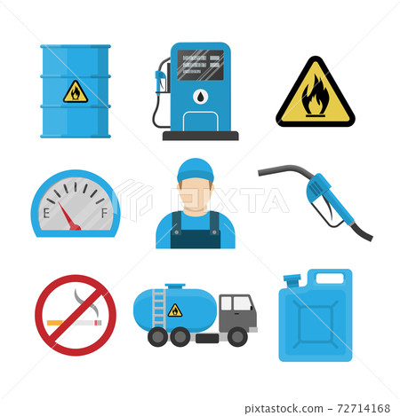 Gas station flat design icon, vector illustration - Stock Illustration ...