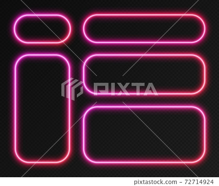 Neon gradient frames set, collection of pink-red glowing rounded rectangle borders. Colorful illuminated banners. Neon gradient frames set, collection of pink-red glowing rounded rectangle borders. Colorful illuminated banners. 72714924