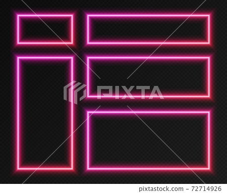 Neon gradient rectangular frames set, collection of pink-red glowing borders. Colorful illuminated banners. Neon gradient rectangular frames set, collection of pink-red glowing borders. Colorful illuminated banners. 72714926