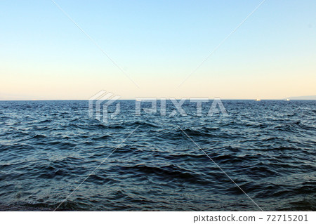 The open sea, view from the Lungomare seaside promenade Ika-Opatija-Volosko, Kvarner bay 72715201