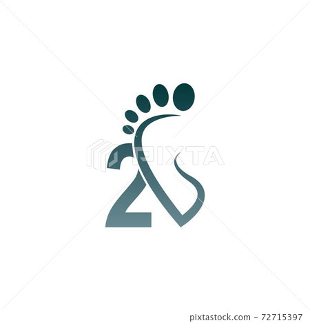 Number 2 icon logo combined with footprint icon design 72715397
