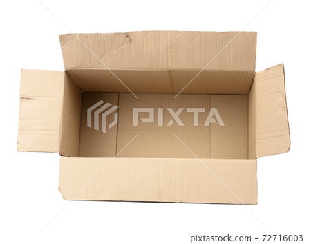 open cardboard rectangular box made of corrugated brown paper open cardboard rectangular box made of corrugated brown paper 72716003