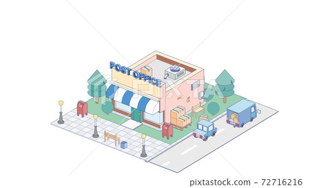 Isometric post office on white background.... - Stock Illustration ...