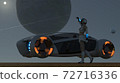 3D illustration. Fantasies. Girl and flying car 001 72716336