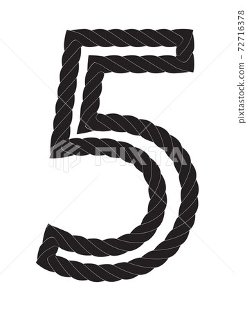 Black and white number five made from rope Isolated on white background. Vector Illustration EPS10 Black and white number five made from rope Isolated on white background. Vector Illustration EPS10 72716378