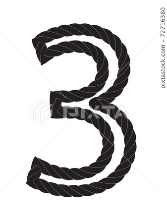 Black and white number three made from rope Isolated on white background. Vector Illustration EPS10 Black and white number three made from rope Isolated on white background. Vector Illustration EPS10 72716380
