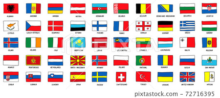 European Hand Drawn Flags - Stock Illustration [72716395] - PIXTA