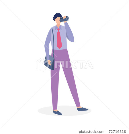Vector isolated illustration of businessman with binoculars. 72716818