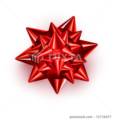 Red bow ribbon isolated on white background. Realistic shiny bow for card, gift box, greeting card, wrapping present. Festive decorative element for design. Vector illustration 72716977