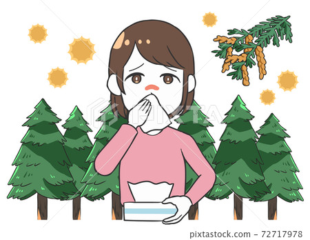 由於花粉病,雌性杉樹blowing鼻 由於花粉病,雌性杉樹blowing鼻 72717978