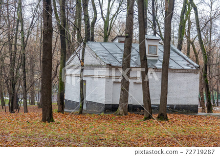 Stone building of electrical substation in the forest Stone building of electrical substation in the forest 72719287