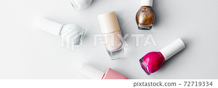 Nail polish bottles on white background, beauty brand Nail polish bottles on white background, beauty brand 72719334