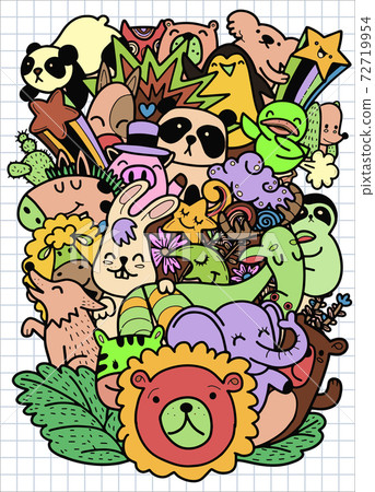 Cute hand drawn doodles ,Vector cartoon set of cute doodle animals. Perfect for postcard, birthday, baby book, children room ,Each on a separate layer. Cute hand drawn doodles ,Vector cartoon set of cute doodle animals. Perfect for postcard, birthday, baby book, children room ,Each on a separate layer. 72719954