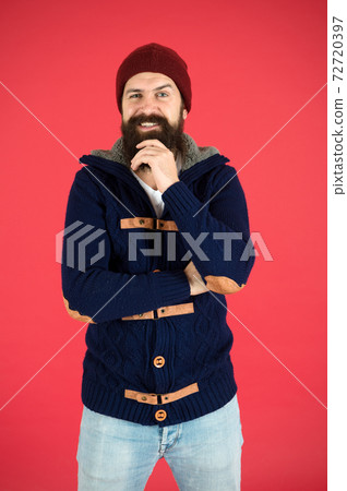take care of beard hair in cold weather. autumn and winter 72720397