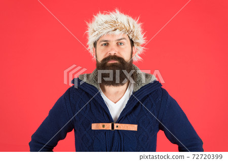 Winter menswear. Clothes design. Man bearded stand Winter menswear. Clothes design. Man bearded stand 72720399