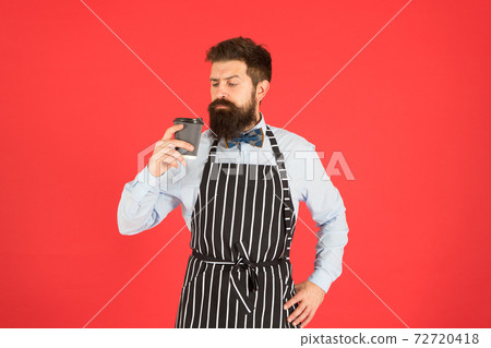 Try delicious drink. male drink coffee. bearded man hold  72720418