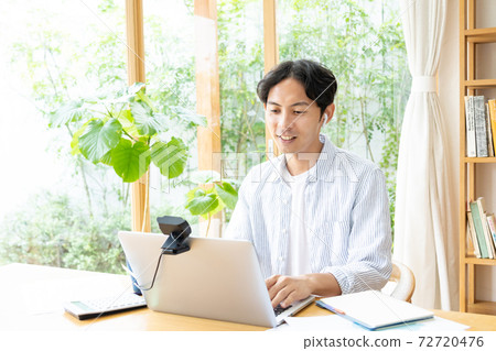 Telework Men working remotely Telework Men working remotely 72720476