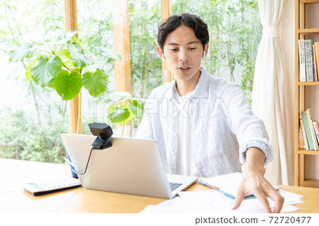 Telework Men working remotely Telework Men working remotely 72720477