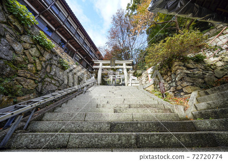 Chikubu Island Looking up at the torii gate on the approach to Chikubu Island Shrine and Hogonji Temple 72720774
