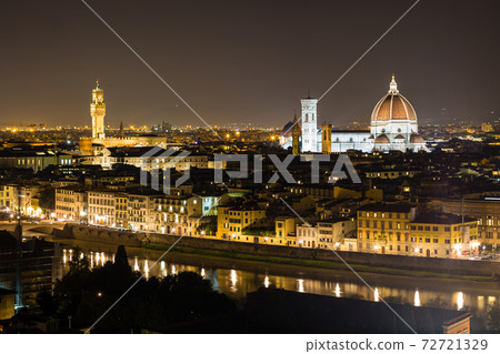 Night view of Florence seen from Piazzale Michelangelo, Italy Night view of Florence seen from Piazzale Michelangelo, Italy 72721329