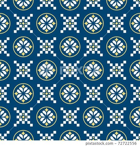 Continuous seamless background of geometric totem vines flowers porcelain textile Continuous seamless background of geometric totem vines flowers porcelain textile 72722556
