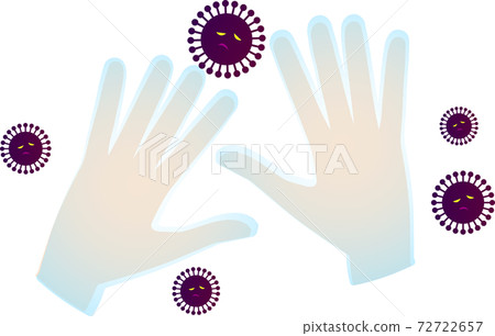 Illustration of disposable vinyl gloves and coronavirus Illustration of disposable vinyl gloves and coronavirus 72722657