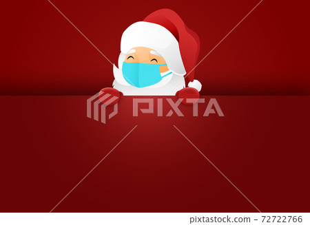 Santa Claus and wearing medical mask holding banners, billboards, Christmas during Covid-19 isolate on red  background graphic resources  for web, promote , sales New  Year, vector  Santa Claus and wearing medical mask holding banners, billboards, Christmas during Covid-19 isolate on red  background graphic resources  for web, promote , sales New  Year, vector  72722766