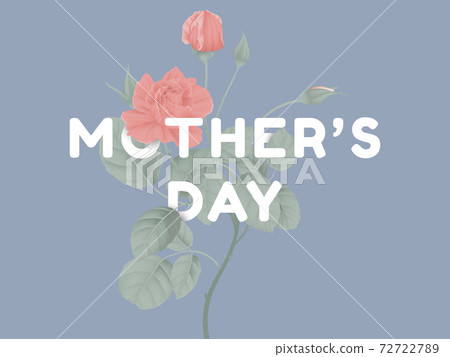 Happy mother's day greeting card design, minimalist red rose flowers and leaves on blue background 72722789