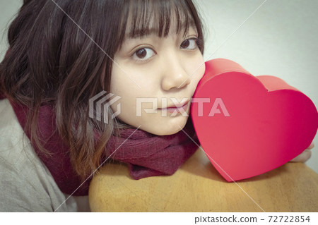 Portrait of a woman with the image of Valentine 72722854