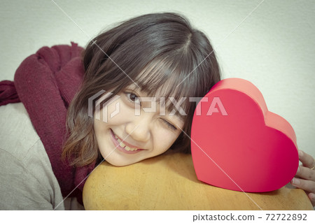 Portrait of a woman with the image of Valentine 72722892