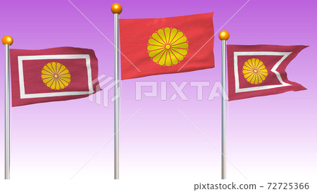 Emperor flag, crown prince flag, crown princess flag fluttering in the wind 72725366