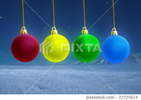 Colorful Christmas ball hanging with night scene background Colorful Christmas ball hanging with night scene background 72725614