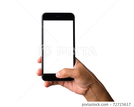 Woman hand holding a smartphone blank white screen Woman hand holding a smartphone blank white screen 72725617