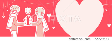 Valentine heart banner horizontal POP frame frame for character insertion 72729357