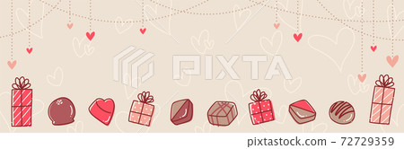 Valentine chocolate heart banner horizontal POP frame frame for character insertion 72729359