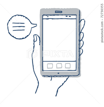 Smartphone and hand text space balloon Smartphone and hand text space balloon 72730355