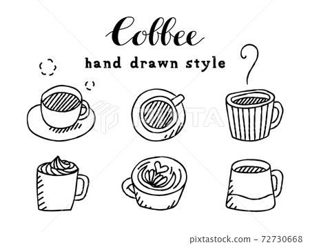 Hand Painted Coffee Illustration Set Mug Stock Illustration