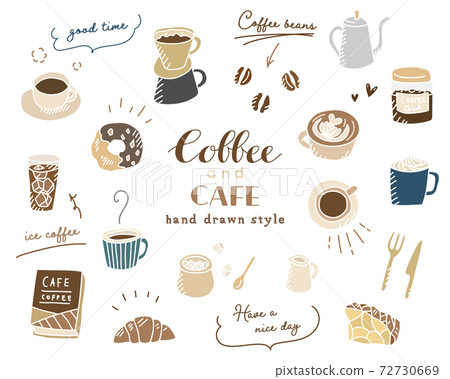 Hand-painted coffee, cafe illustration / set / coffee / sketch / sweets / mug / fashionable 72730669