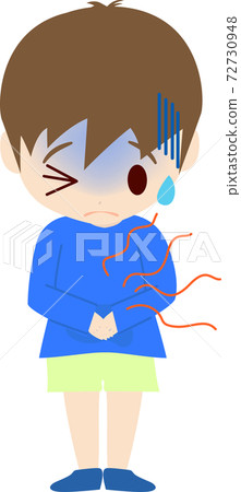 似乎有胃痛的可愛男孩的插圖 似乎有胃痛的可愛男孩的插圖 72730948