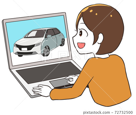 一個在網上看到普通汽車的女人 一個在網上看到普通汽車的女人 72732500